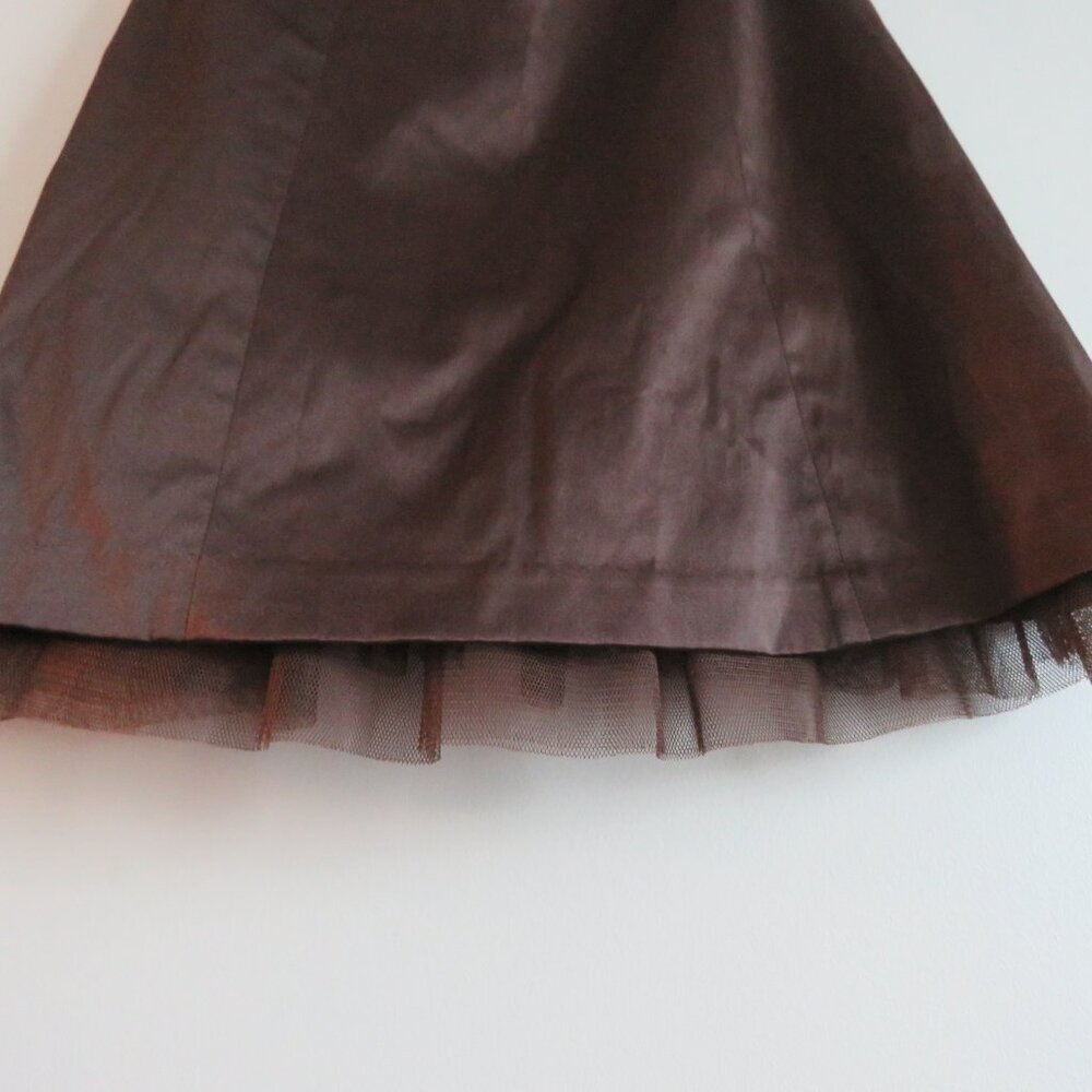 \VINTAGE Y2K RW & CO Espresso Brown Satin Sweetheart Tulle Dress Goth - Size 0 - Picture 7 of 15